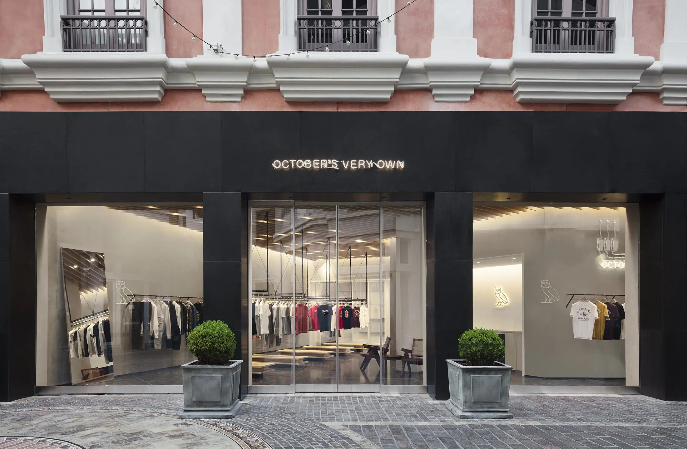 October's Very Own storefront with clothing displays